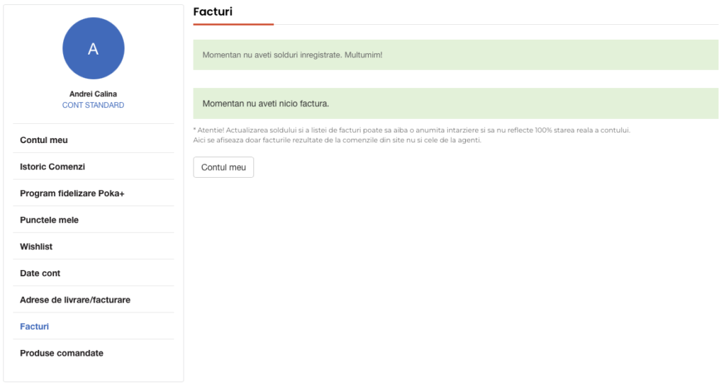 Facturi cont client POKA