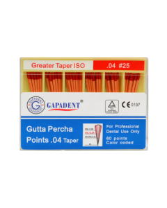 Gapa conuri gutaperca taper 60 buc/cut 04 nr.25 rosii